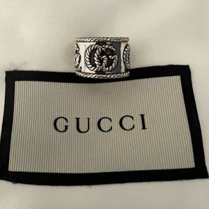 New Gucci Marmont .925 Silver Rope Detail GG Ring Rope Detail SZ 13G  6 1/2 US